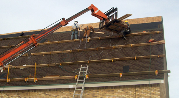 high slope commercial roof replacement in Pewaukee