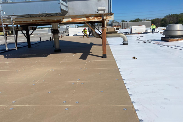 Modern TPO roofing system applied to Schoeneck building